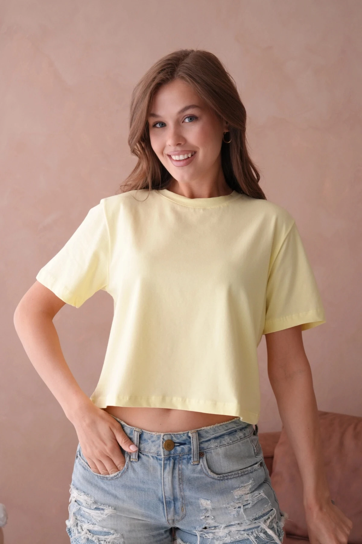 Sarı Kısa Kol Basic T-Shirt