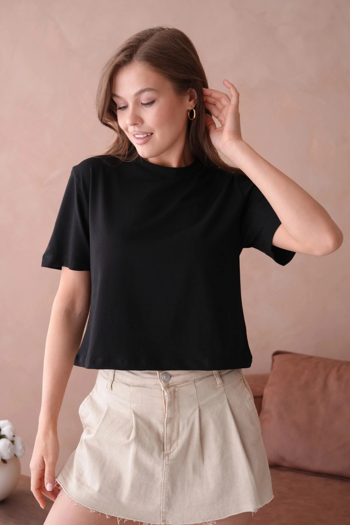 Siyah Kısa Kol Basic T-Shirt