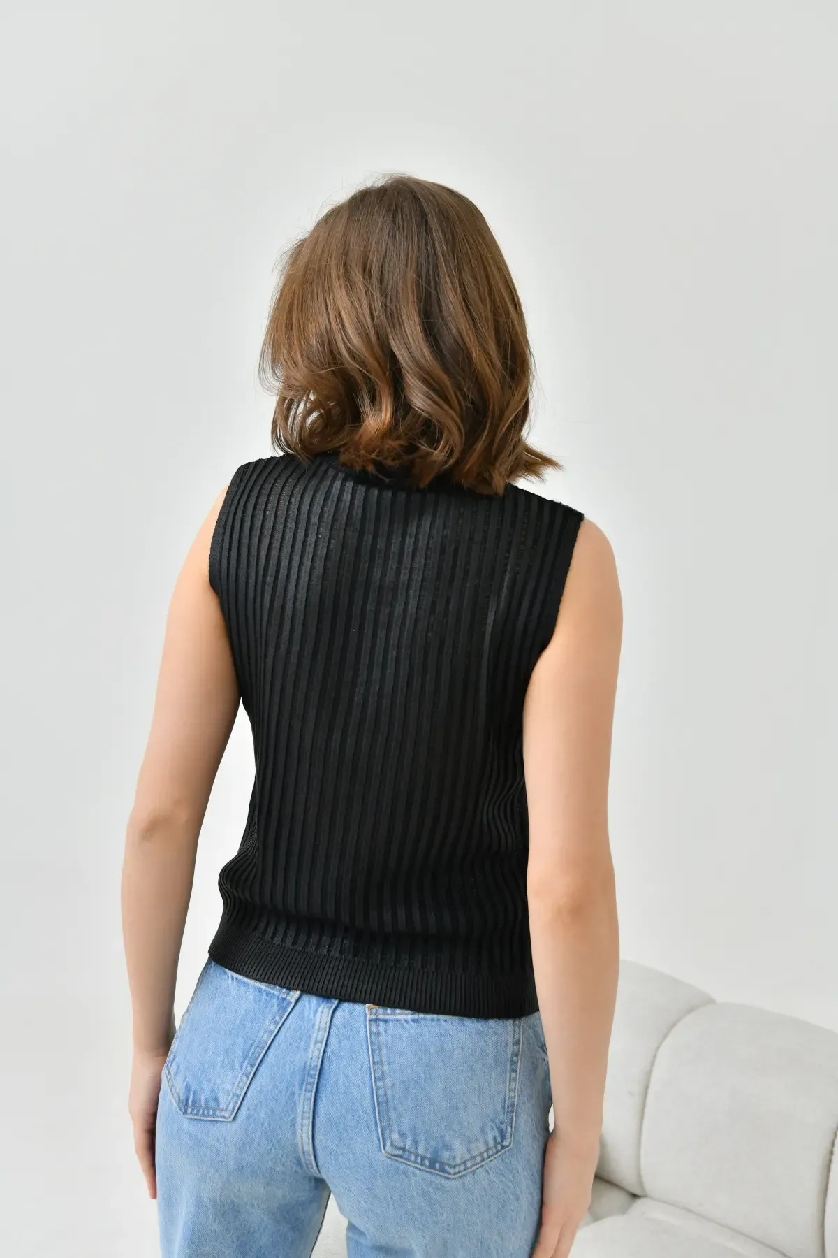 Kadın Bisiklet Yaka Varaklı Kaşkorse Triko Kazak 10731