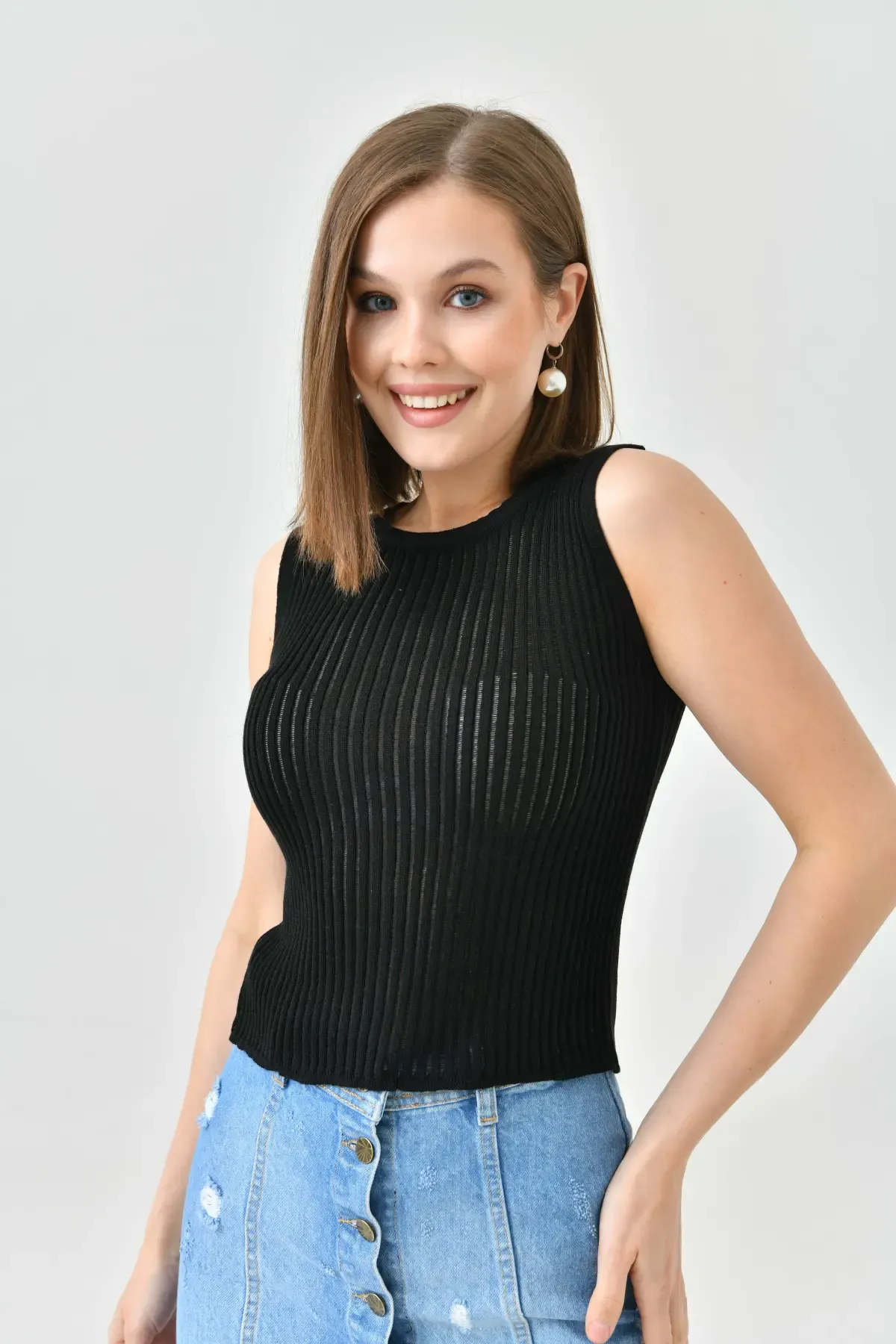 Kadın %100 Pamuk Bisiklet Yaka Kaşkorse Body Bluz 10712 Ctn