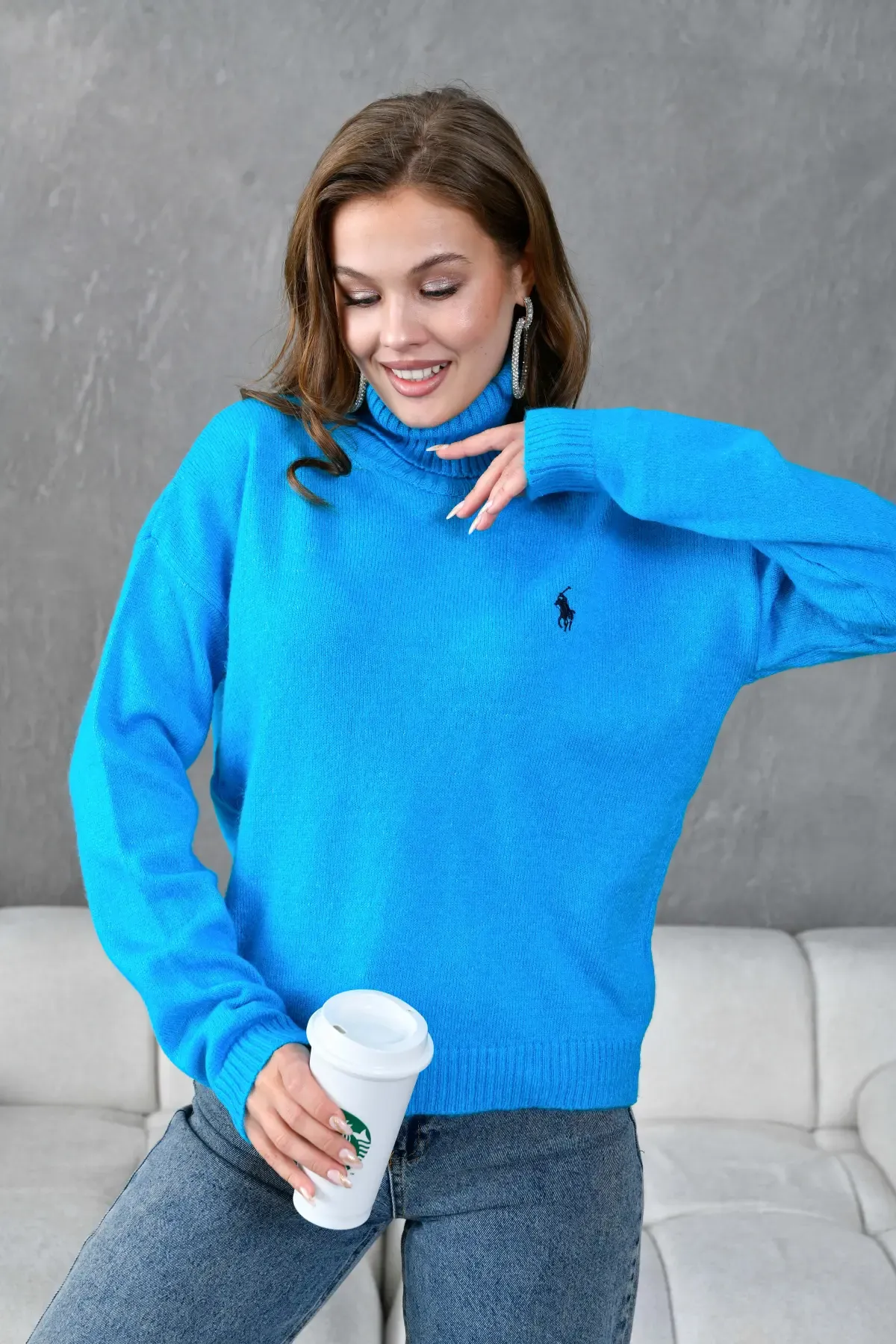 Kadın Balıçı Yaka Yumuşak Dokulu Basic Trko Kazak 227114Sw