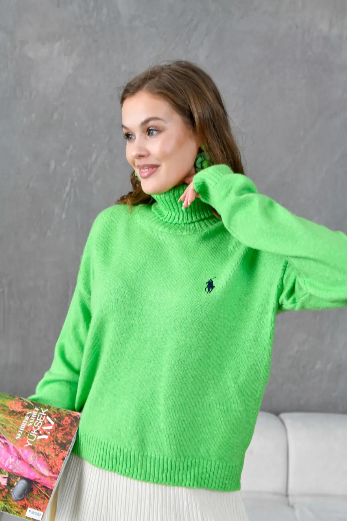 Kadın Balıçı Yaka Yumuşak Dokulu Basic Trko Kazak 227114Sw