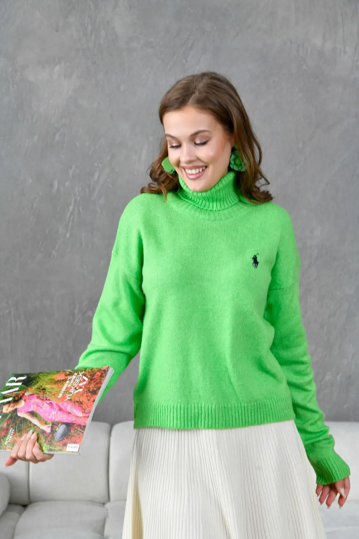 Kadın Balıçı Yaka Yumuşak Dokulu Basic Trko Kazak 227114Sw