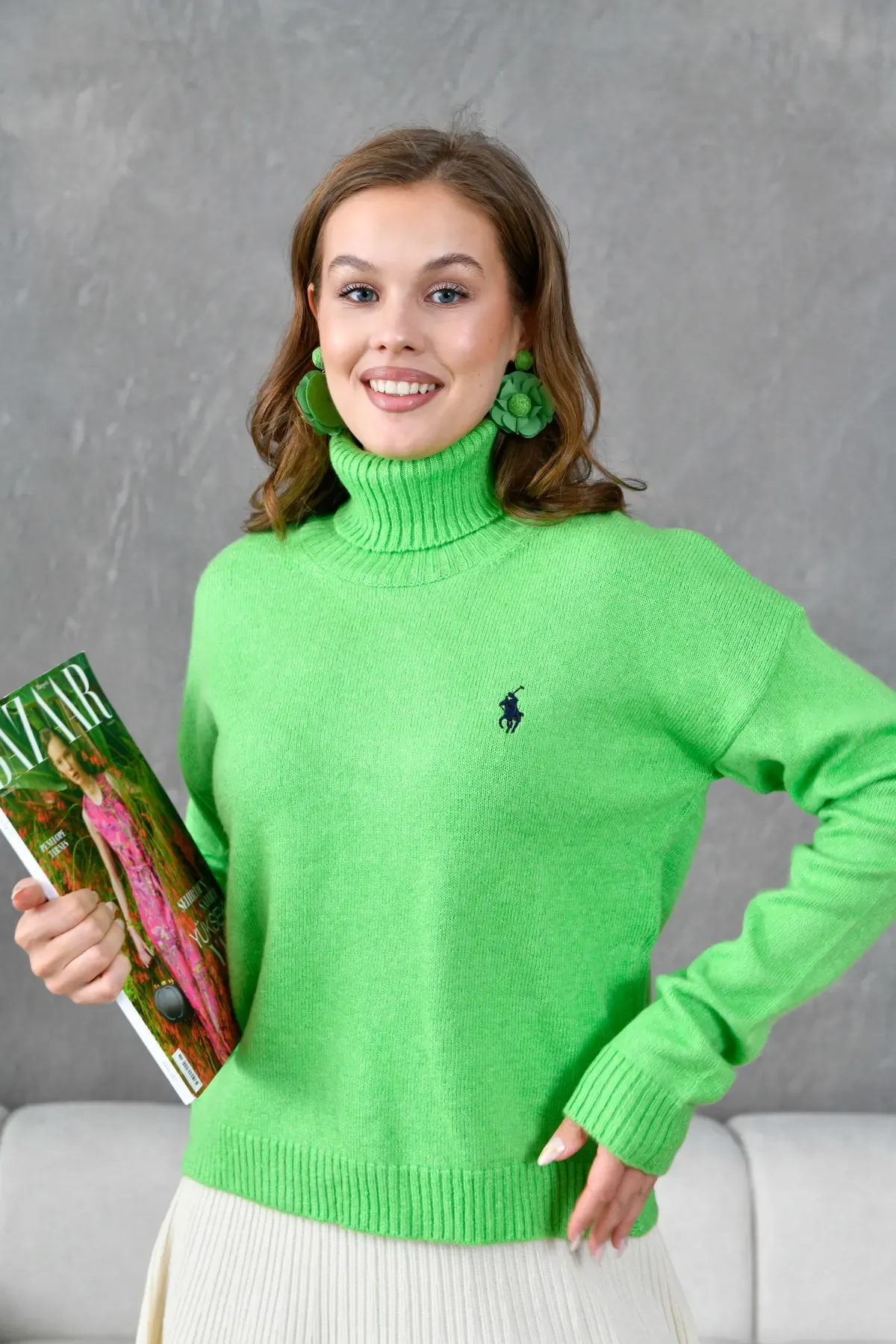 Kadın Balıçı Yaka Yumuşak Dokulu Basic Trko Kazak 227114Sw