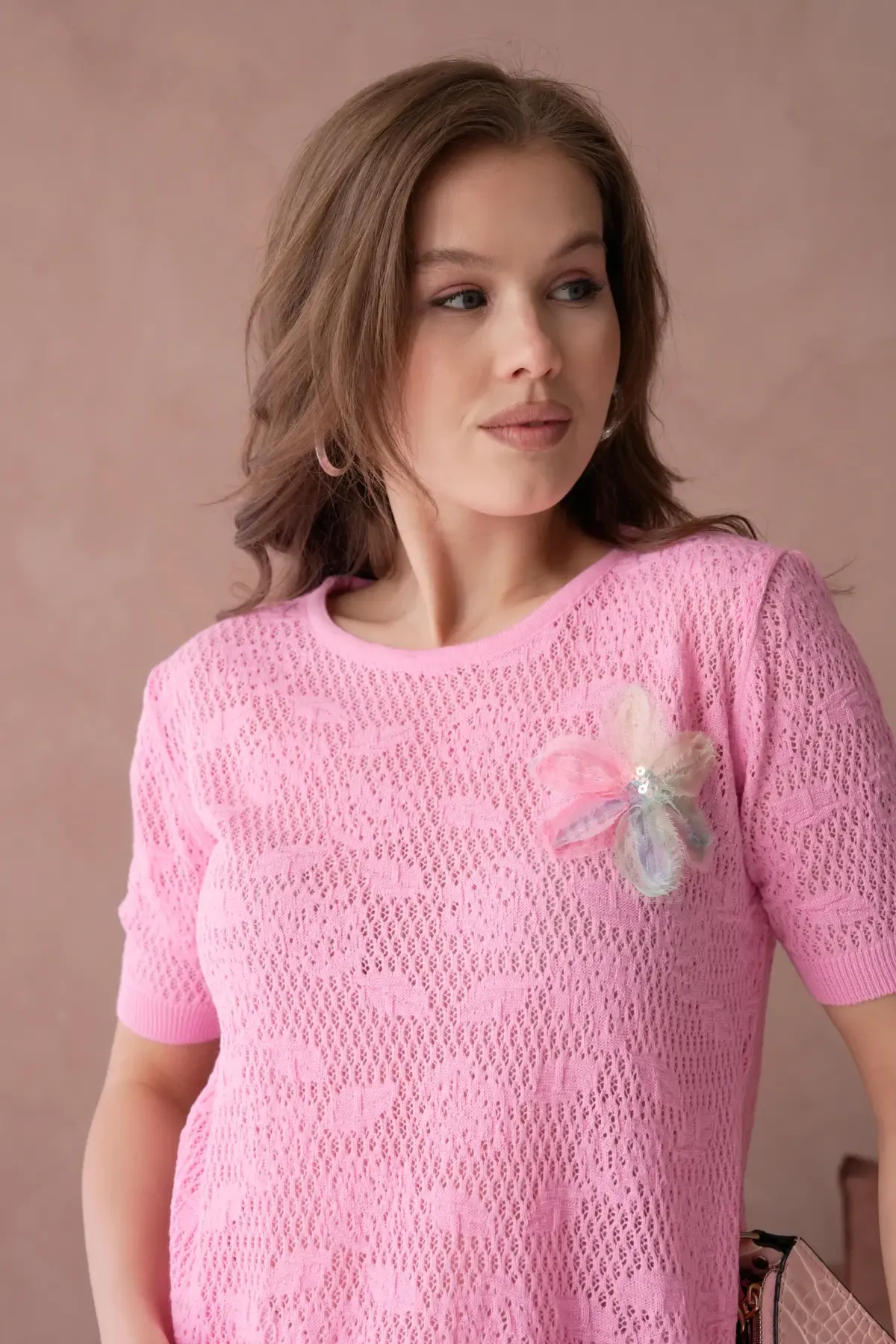 Kadın Bisiklet Yaka Ajurlu Triko Kazak 10772