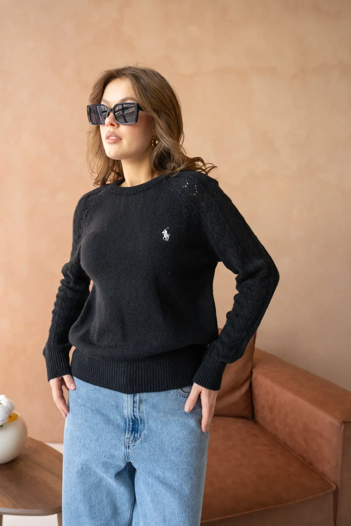 Kadın Bisiklet Yaka Ajurlu Yumuşak Dokulu Triko Kazak 8430Sw