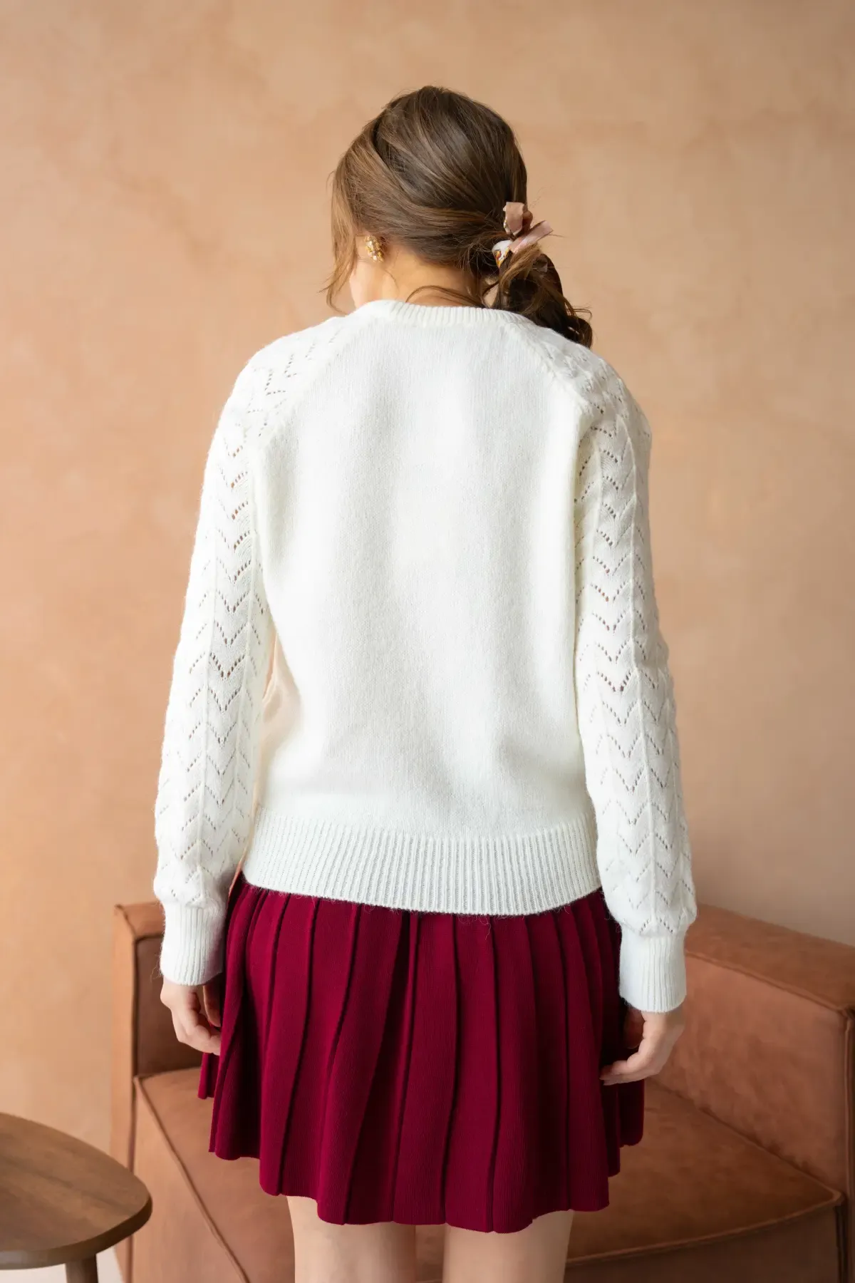 Kadın Bisiklet Yaka Ajurlu Yumuşak Dokulu Triko Kazak 8430Sw