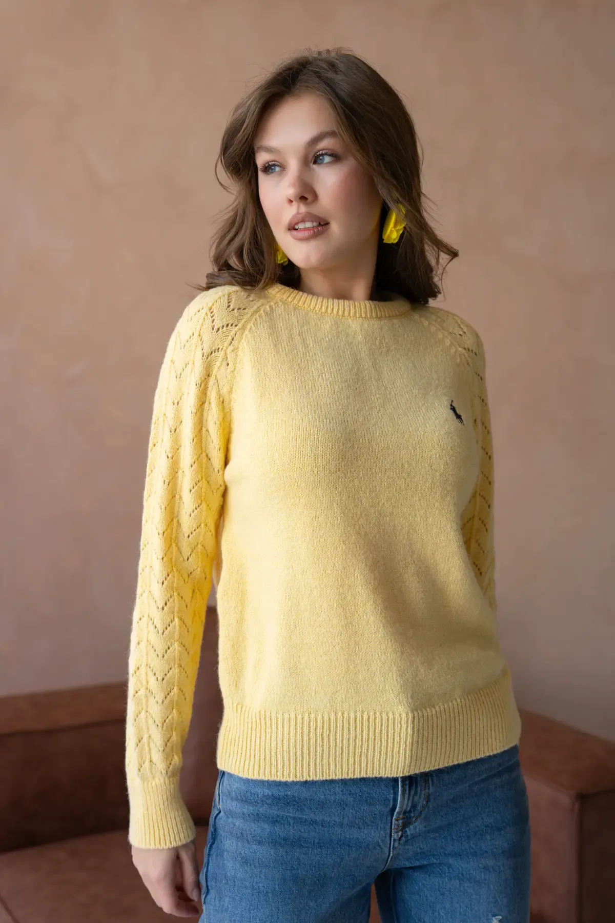 Kadın Bisiklet Yaka Ajurlu Yumuşak Dokulu Triko Kazak 8430Sw