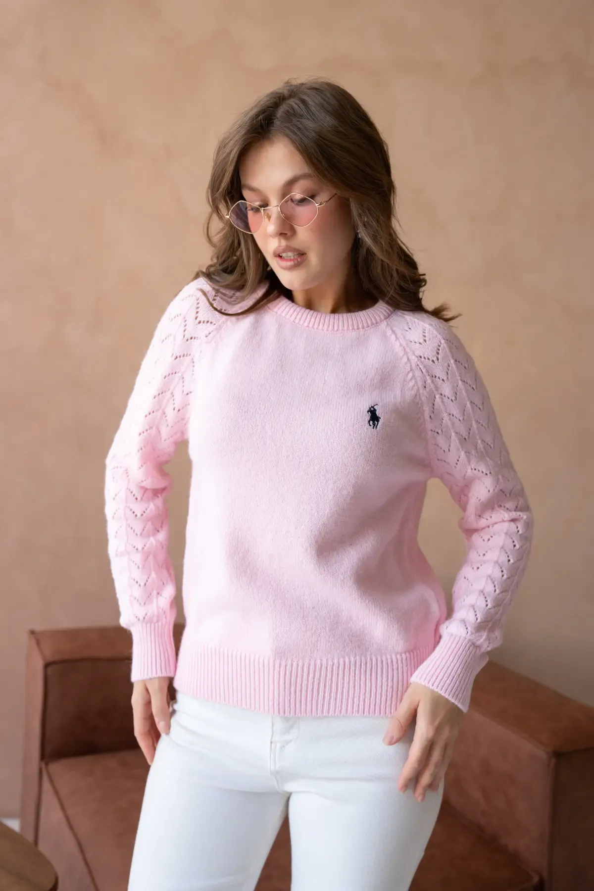 Kadın Bisiklet Yaka Ajurlu Yumuşak Dokulu Triko Kazak 8430Sw