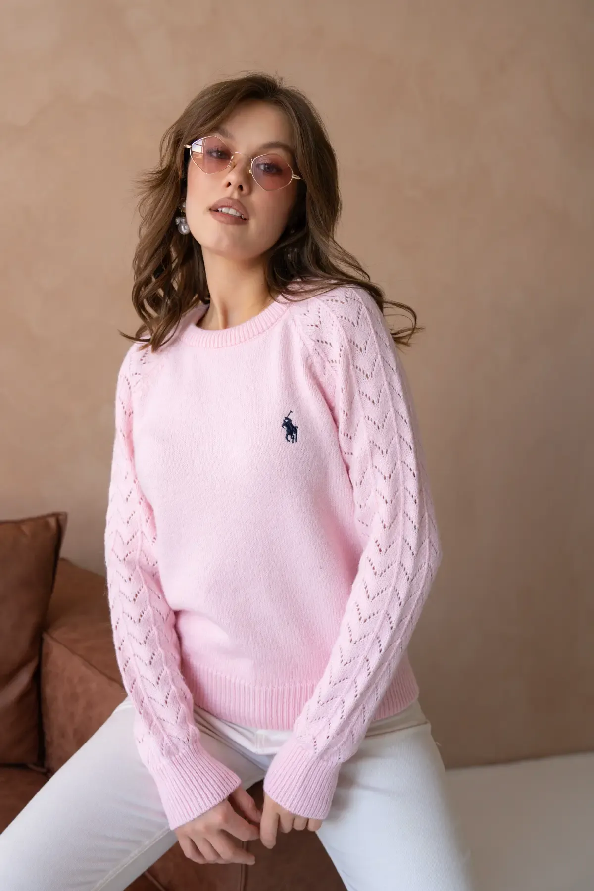 Kadın Bisiklet Yaka Ajurlu Yumuşak Dokulu Triko Kazak 8430Sw