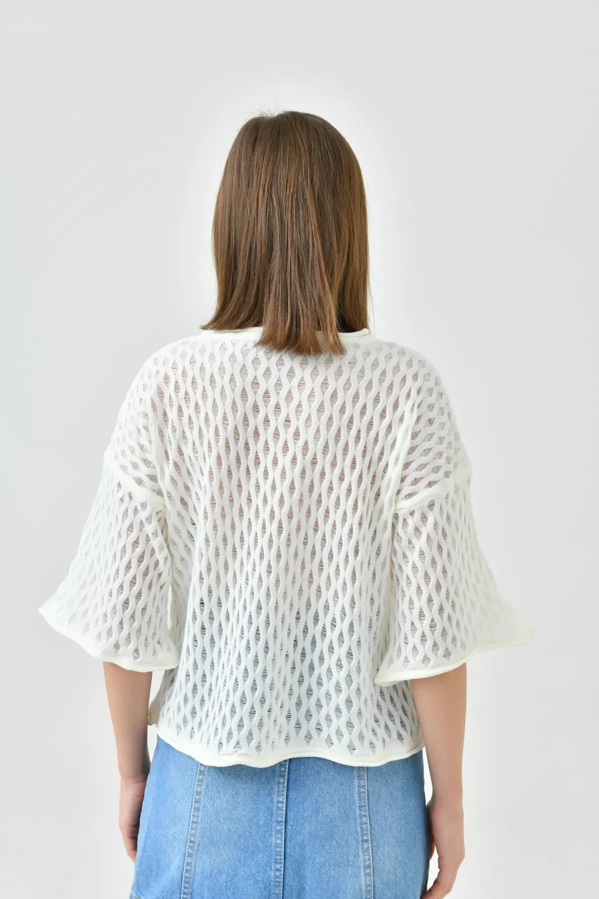 Kadın  Bisiklet Yaka Örgü Detay Triko Kazak 10720