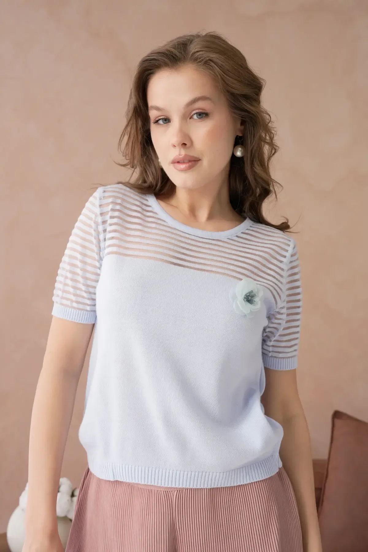 Kadın Bisiklet Yaka Örgü Detay Triko Kazak 10743