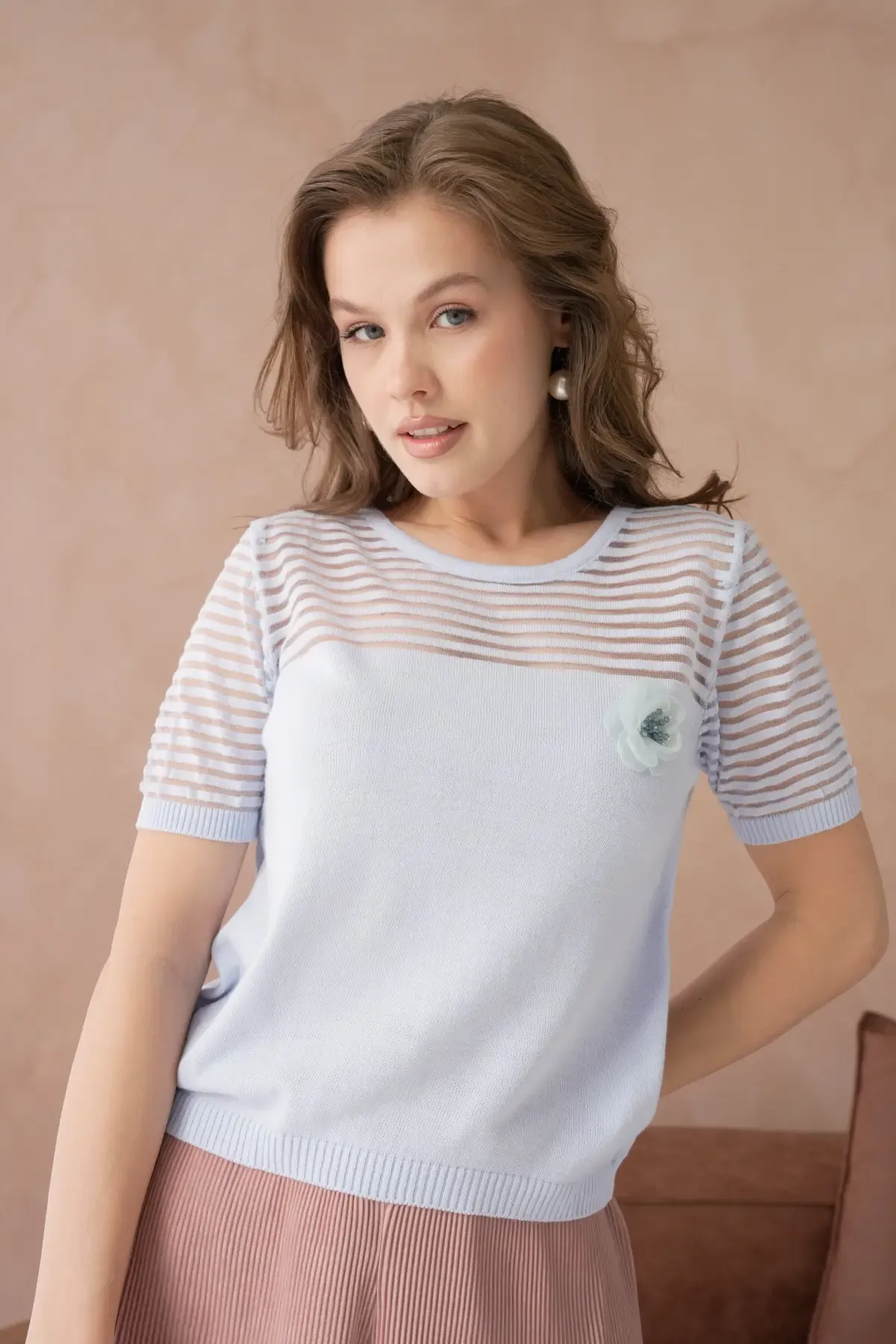 Kadın Bisiklet Yaka Örgü Detay Triko Kazak 10743