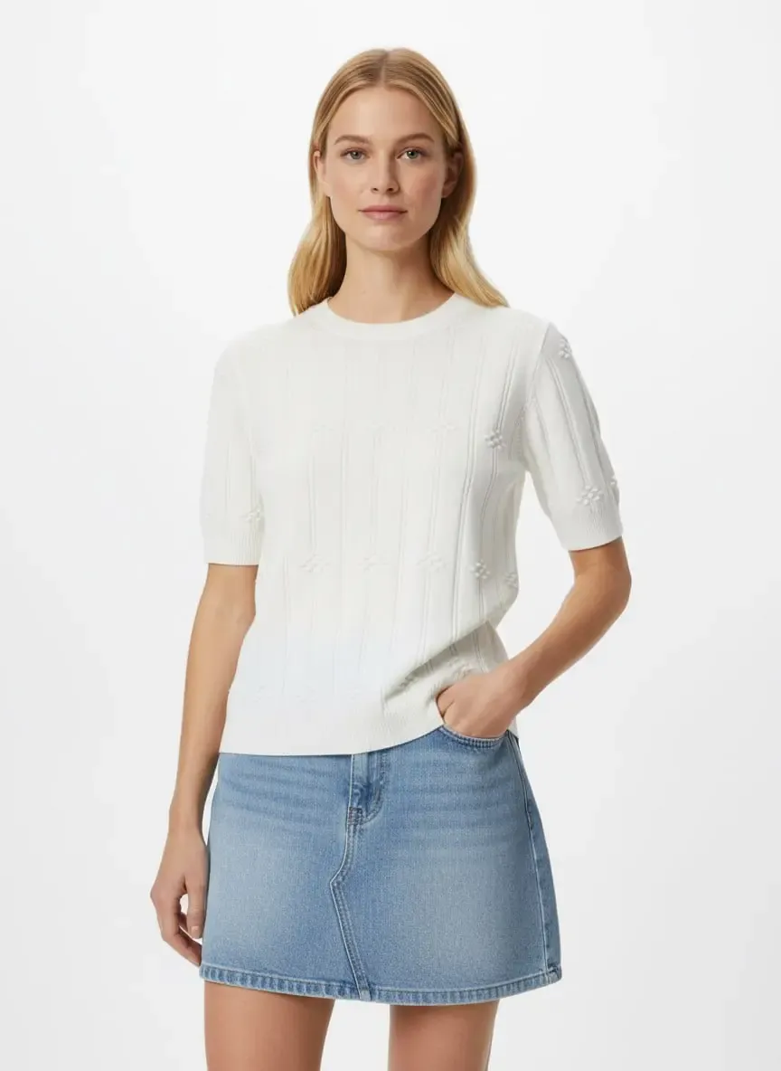 Kadın Bisiklet Yaka Örgü Detay Basic Triko Kazak 12464