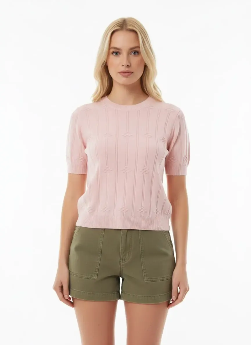 Kadın Bisiklet Yaka Örgü Detay Basic Triko Kazak 12464