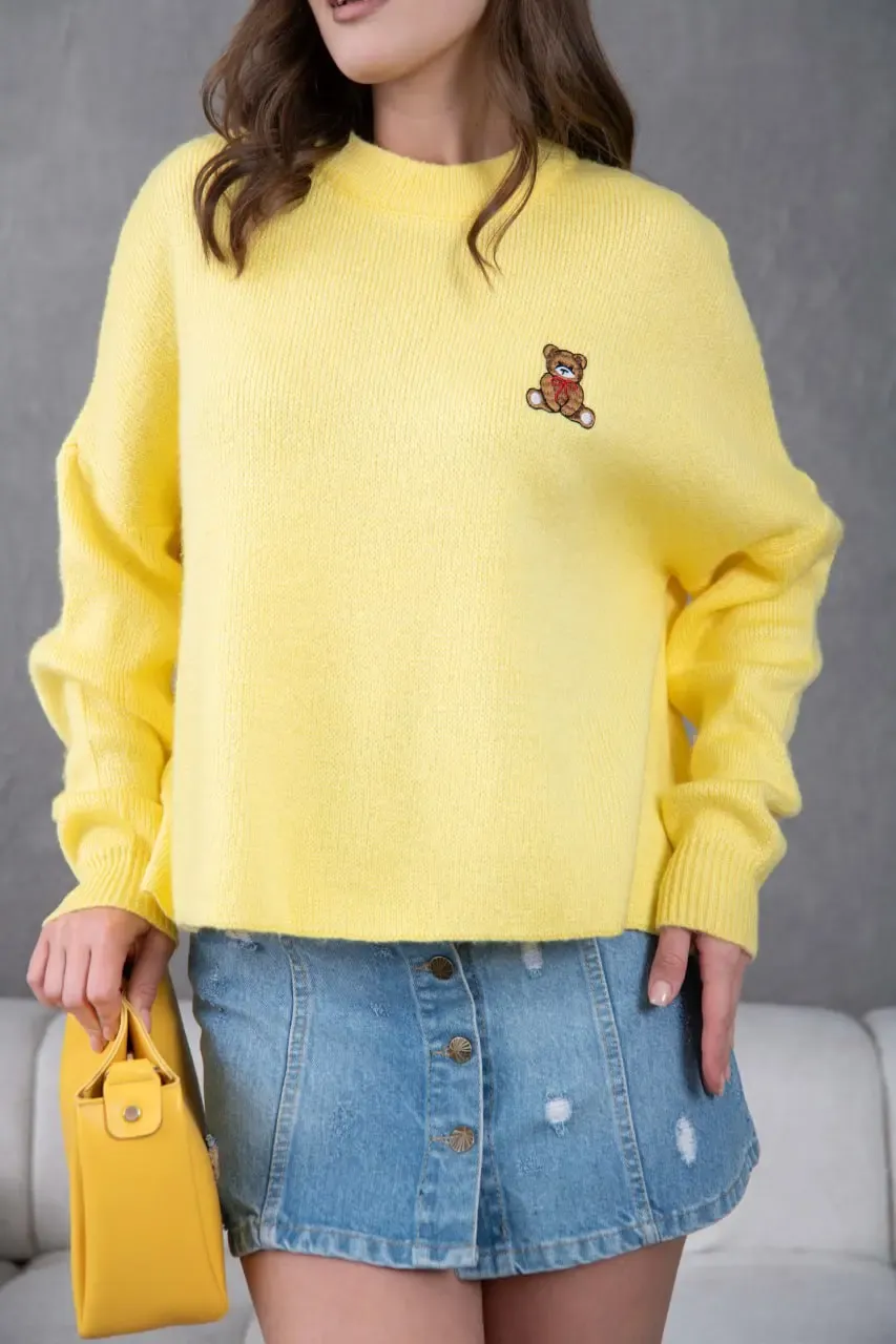 Kadın Bisiklet Yaka Oversize Triko Kazak 227045Sw