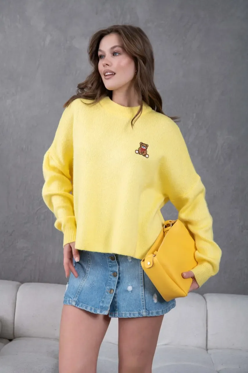 Kadın Bisiklet Yaka Oversize Triko Kazak 227045Sw