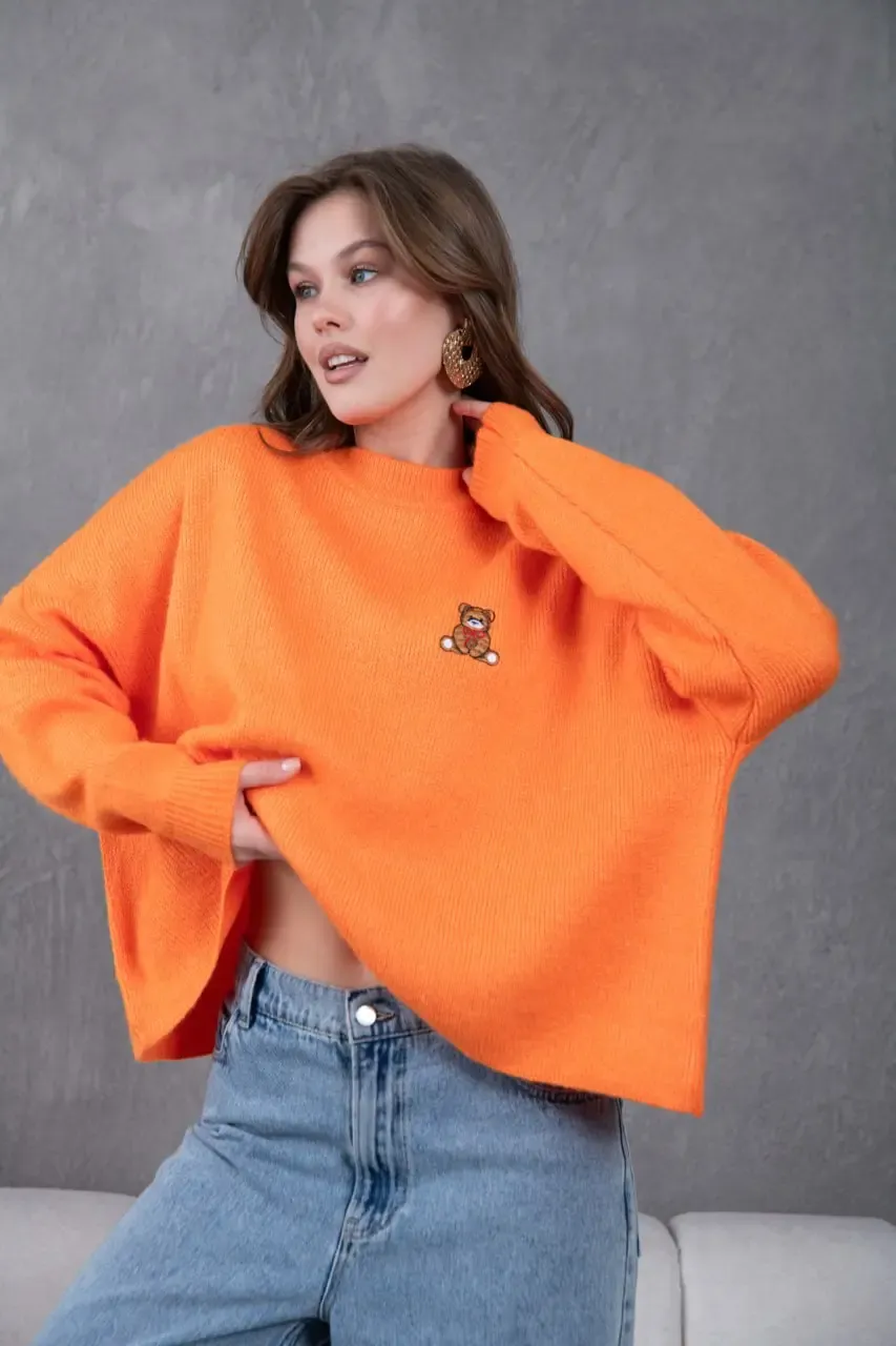 Kadın Bisiklet Yaka Oversize Triko Kazak 227045Sw