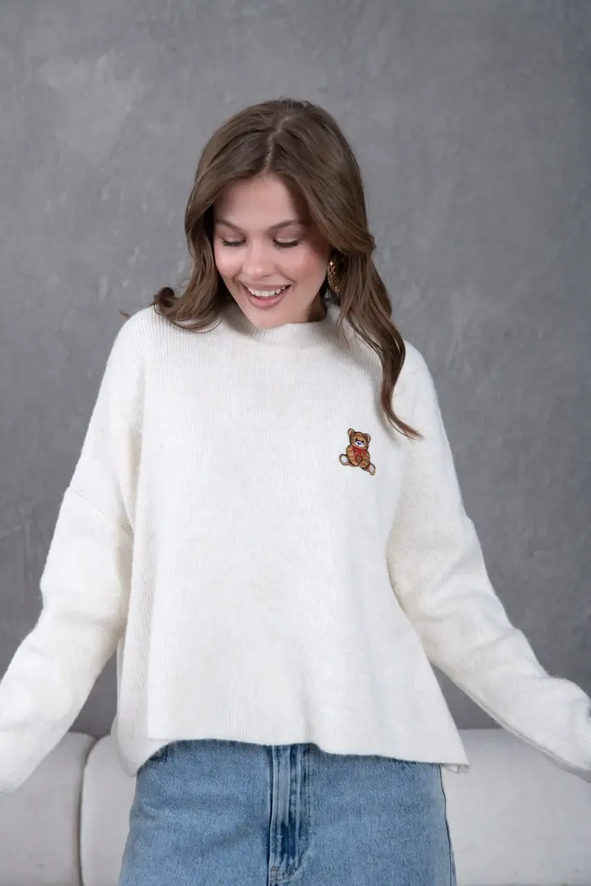 Kadın Bisiklet Yaka Oversize Triko Kazak 227045Sw