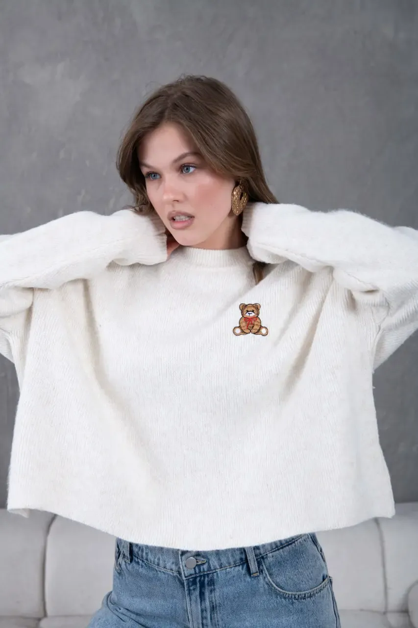 Kadın Bisiklet Yaka Oversize Triko Kazak 227045Sw