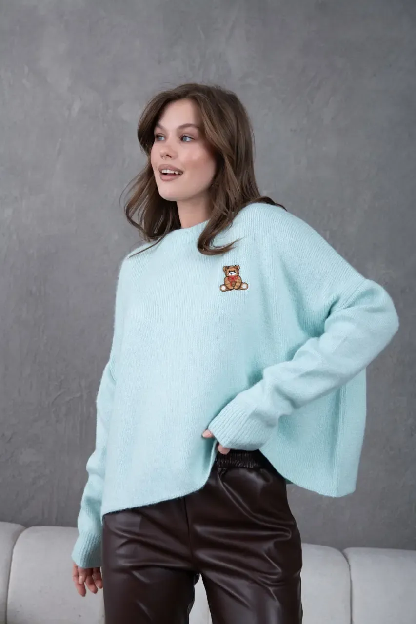 Kadın Bisiklet Yaka Oversize Triko Kazak 227045Sw