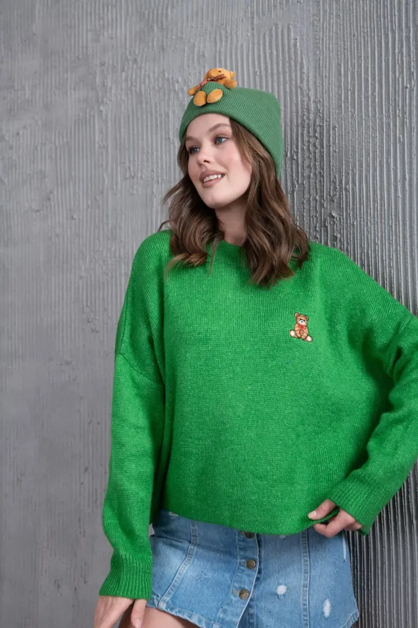 Kadın Bisiklet Yaka Oversize Triko Kazak 227045Sw