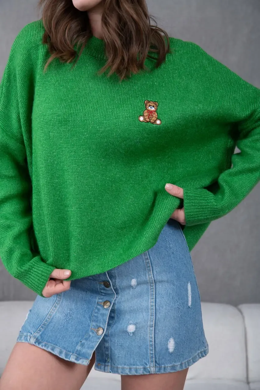 Kadın Bisiklet Yaka Oversize Triko Kazak 227045Sw