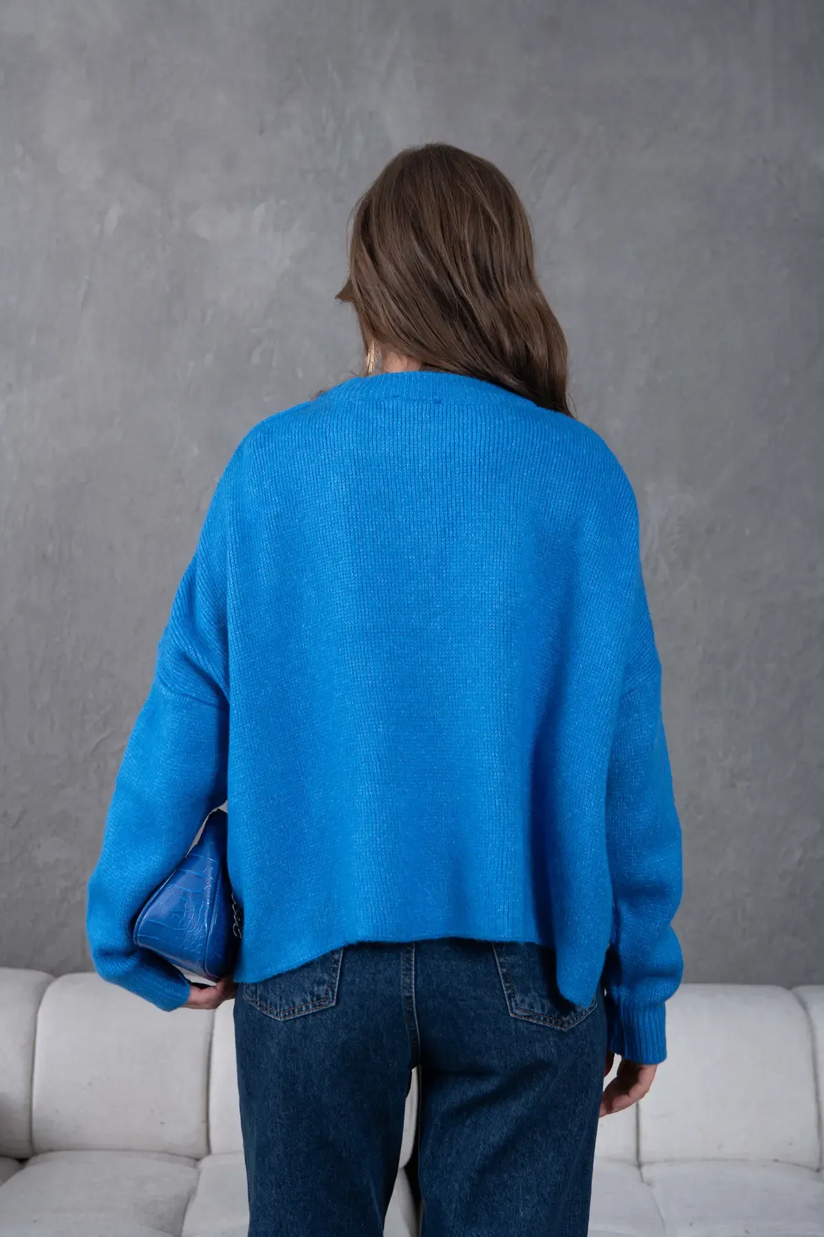 Kadın Bisiklet Yaka Oversize Triko Kazak 227045Sw