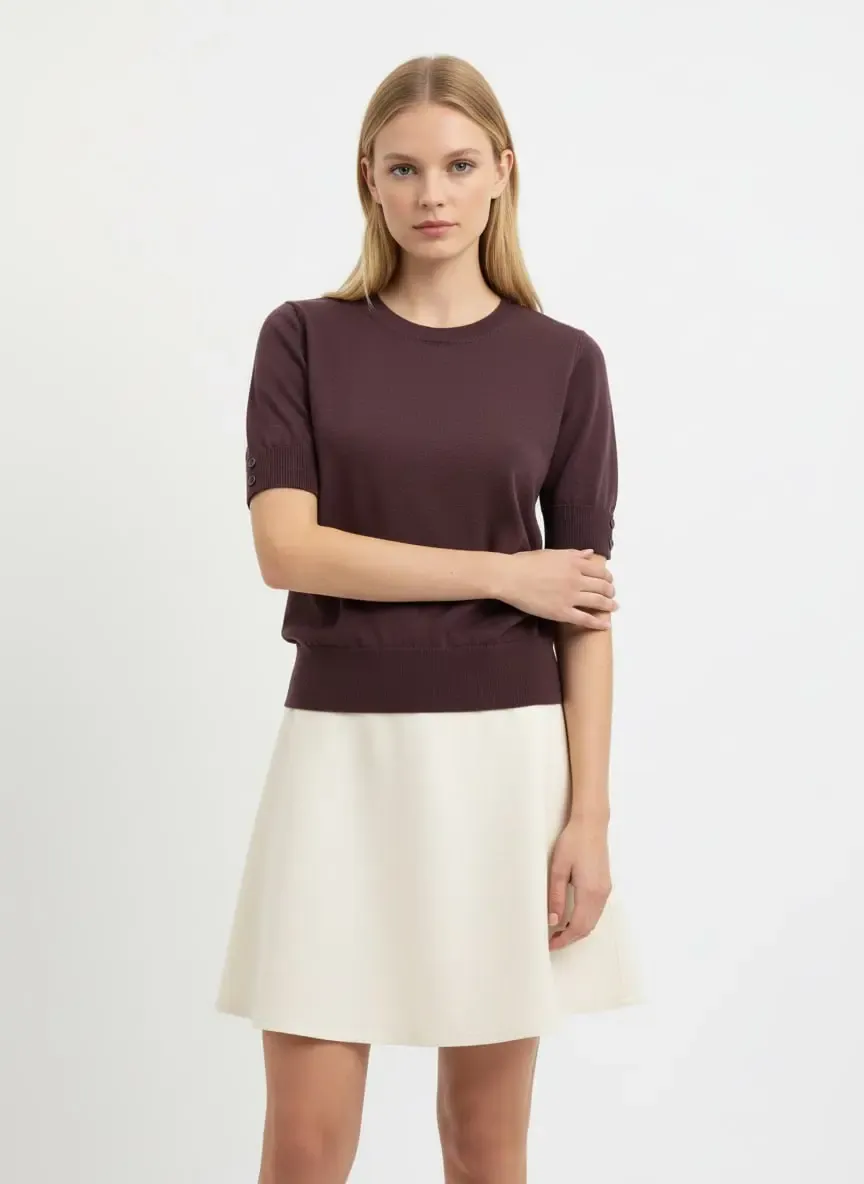 Kadın Bisiklet Yaka Premium İplik Basic Triko Kazak 12463.Crs