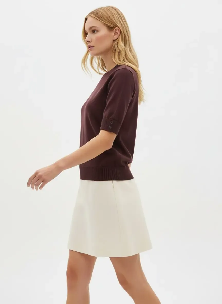 Kadın Bisiklet Yaka Premium İplik Basic Triko Kazak 12463.Crs