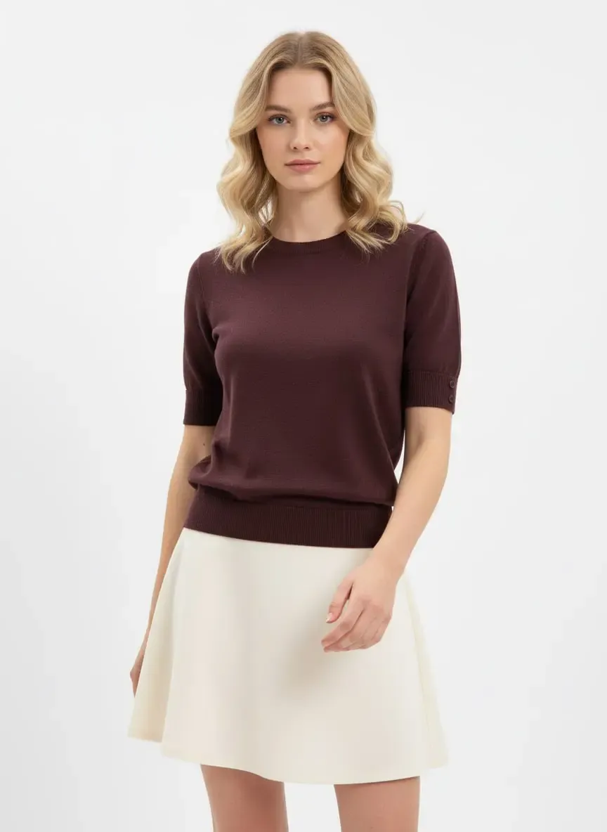 Kadın Bisiklet Yaka Premium İplik Basic Triko Kazak 12463.Crs