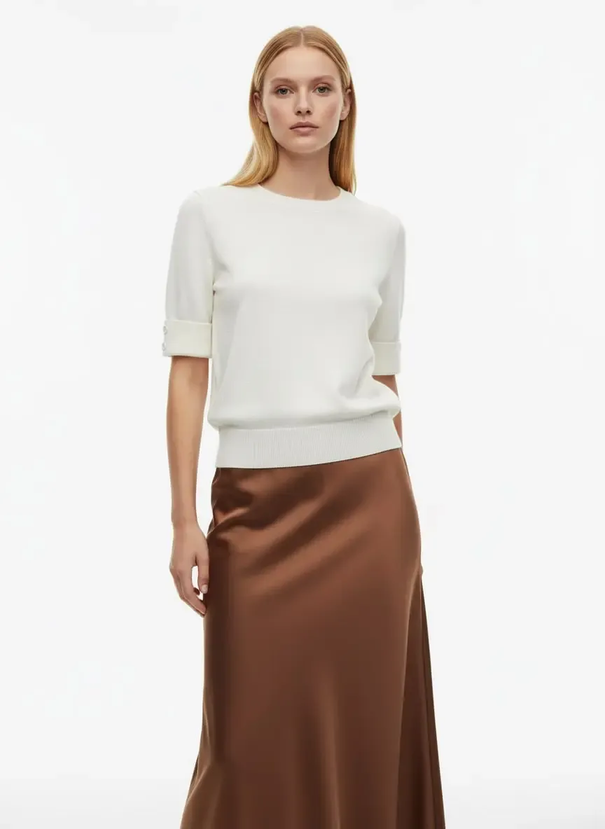 Kadın Bisiklet Yaka Premium İplik Basic Triko Kazak 12463.Crs