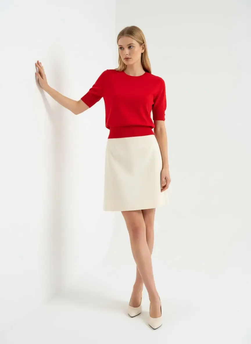 Kadın Bisiklet Yaka Premium İplik Basic Triko Kazak 12463.Crs