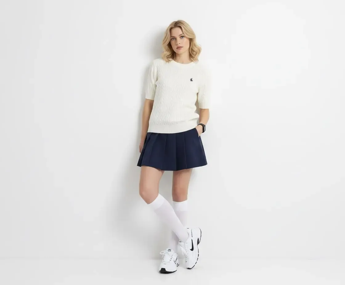 Kadın Bisiklet Yaka Saç Örgü Yumuşak Dokulu Triko Kazak 12411