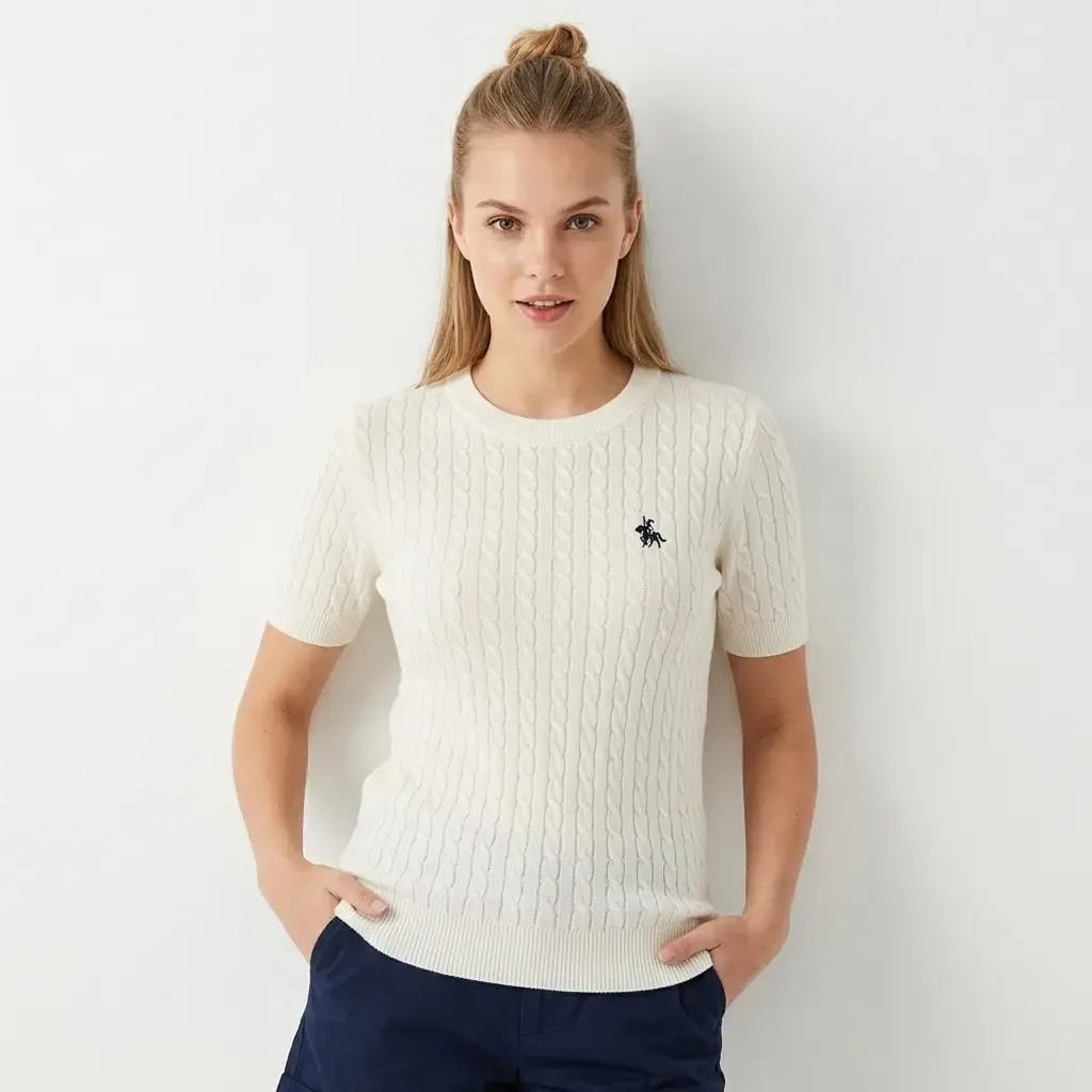 Kadın Bisiklet Yaka Saç Örgü Yumuşak Dokulu Triko Kazak 12411