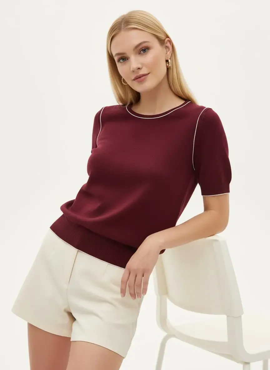 Kadın Bisiklet Yaka Yumuşak Dokulu Premium İplik Triko Kazak 12448.Crs