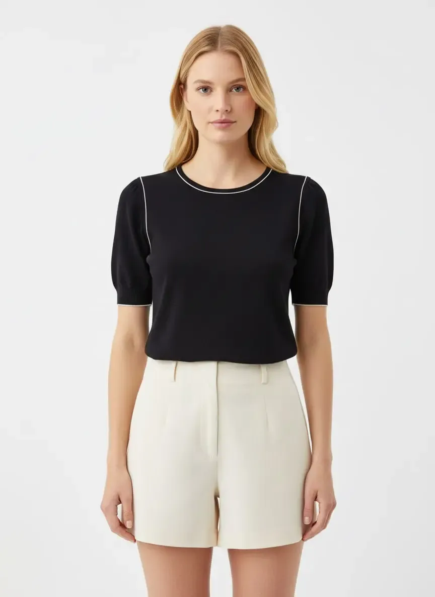 Kadın Bisiklet Yaka Yumuşak Dokulu Premium İplik Triko Kazak 12448.Crs