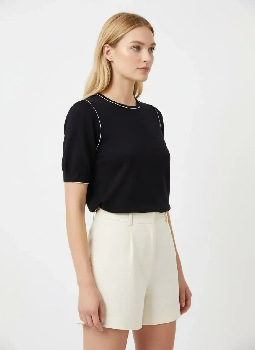 Kadın Bisiklet Yaka Yumuşak Dokulu Premium İplik Triko Kazak 12448.Crs