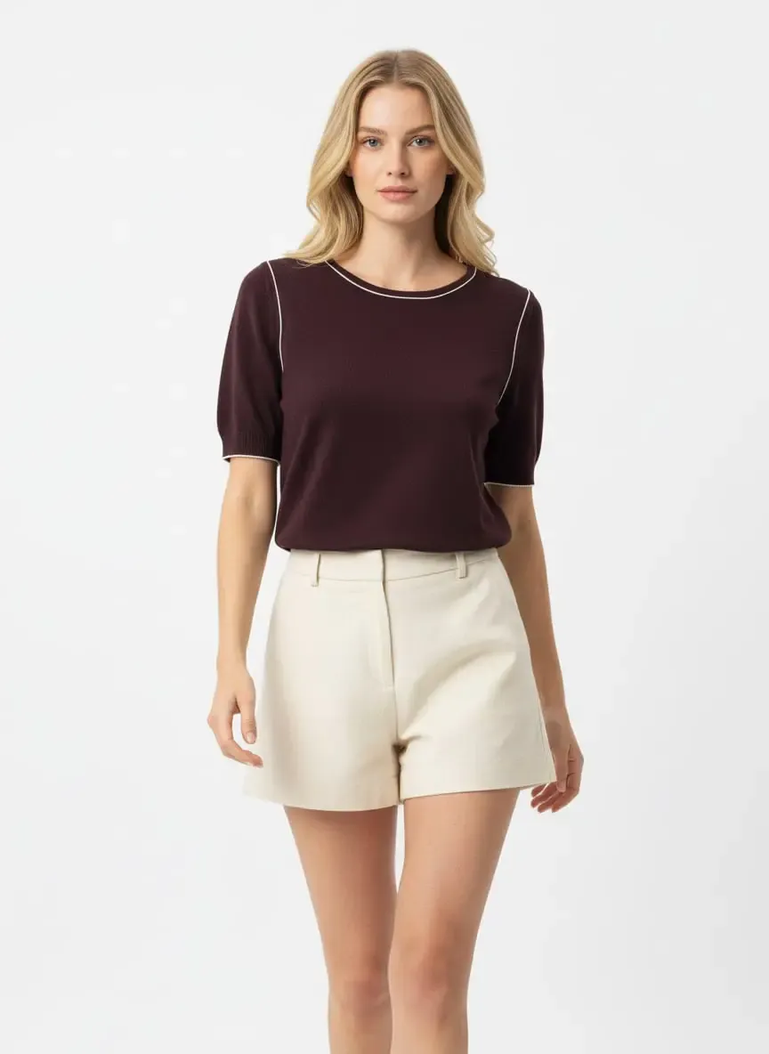 Kadın Bisiklet Yaka Yumuşak Dokulu Premium İplik Triko Kazak 12448.Crs