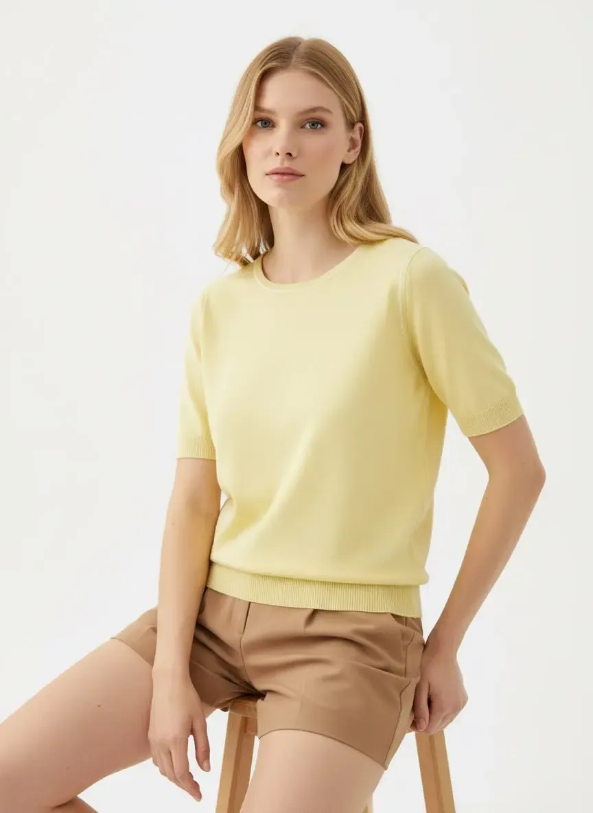 Kadın Bisiklet Yaka Yumuşak Dokulu Premium İplik Triko Kazak 12448.Crs