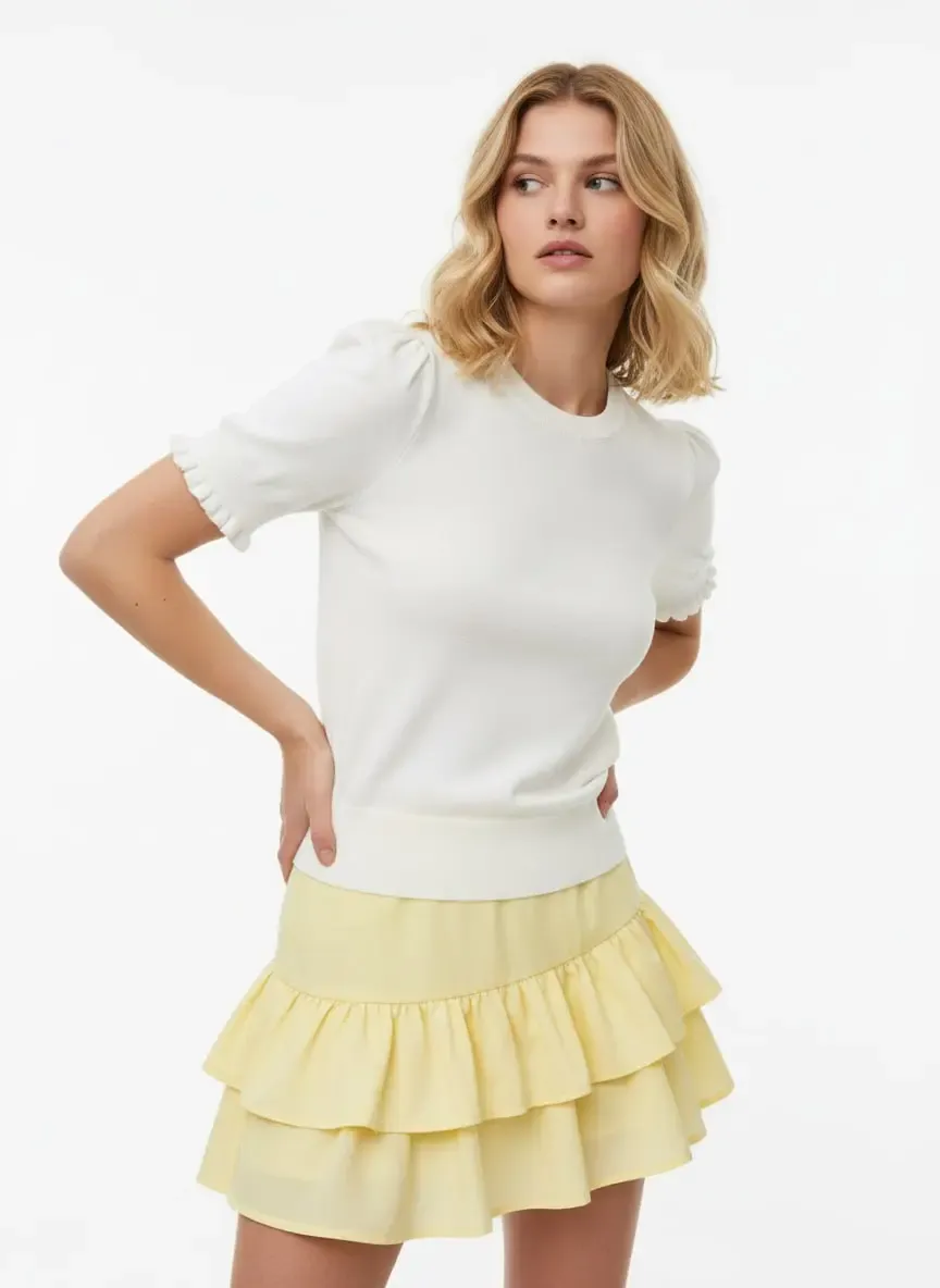 Kadın Bisiklet Yaka Yumuşak Dokulu Premium İplik Triko Kazak 12457.Crs