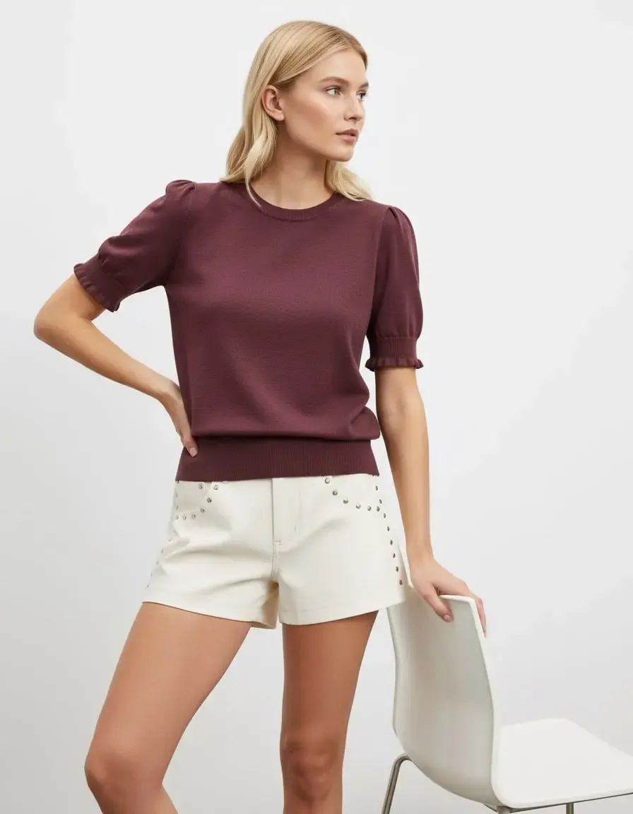 Kadın Bisiklet Yaka Yumuşak Dokulu Premium İplik Triko Kazak 12457.Crs