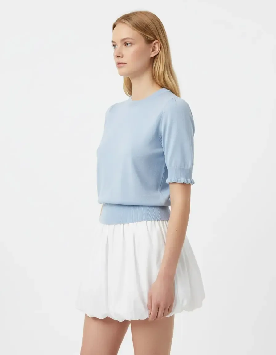 Kadın Bisiklet Yaka Yumuşak Dokulu Premium İplik Triko Kazak 12457.Crs