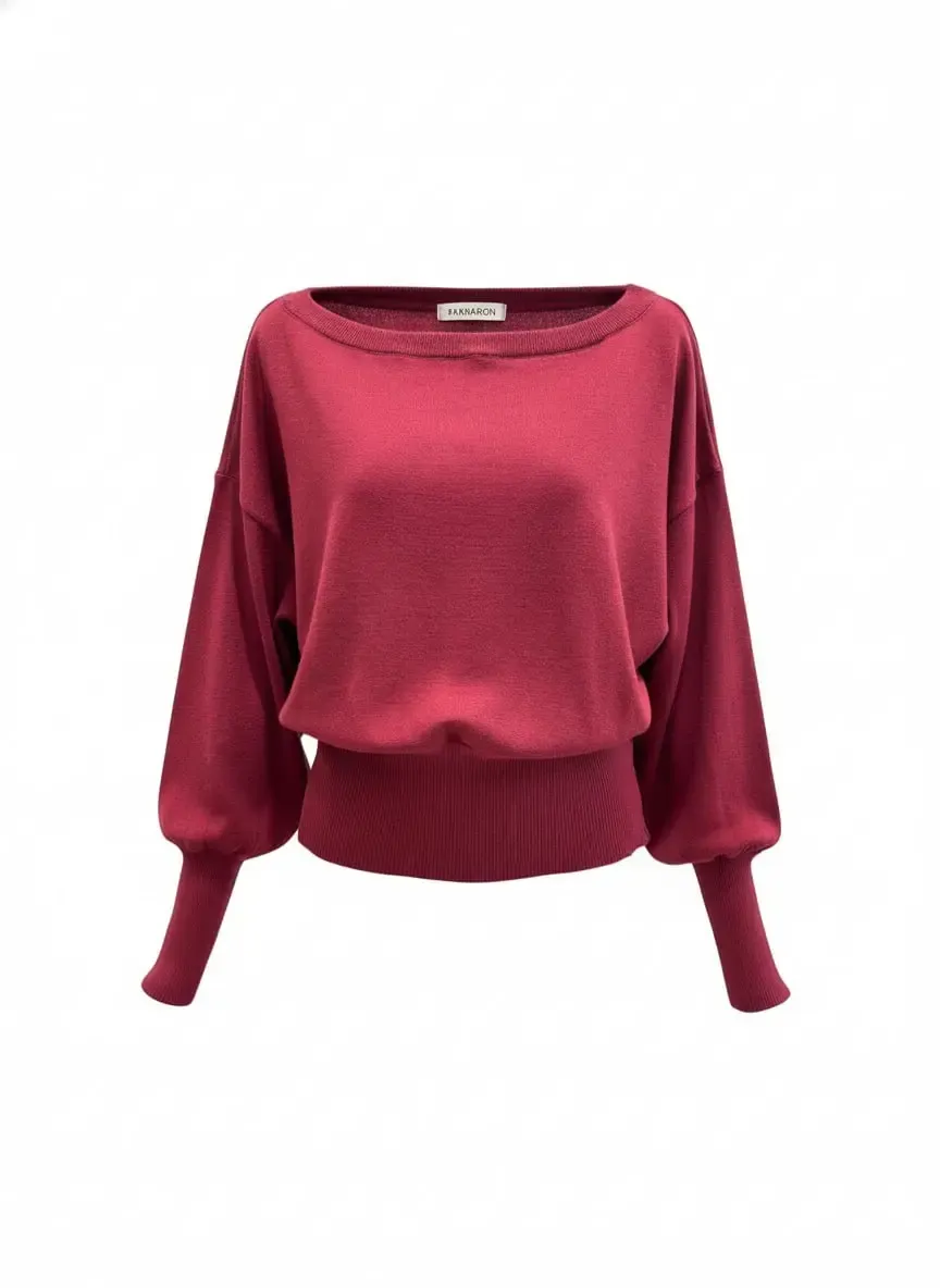 Kadın Geniş Yaka Kol Detay Premium İplik Yumuşak Dokulu triko kazak 12384.Crs