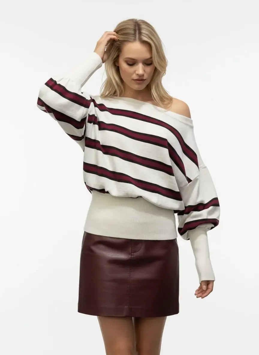 Kadın Geniş Yaka Kol Detay Premium İplik Yumuşak Dokulu triko kazak 12384.Crs