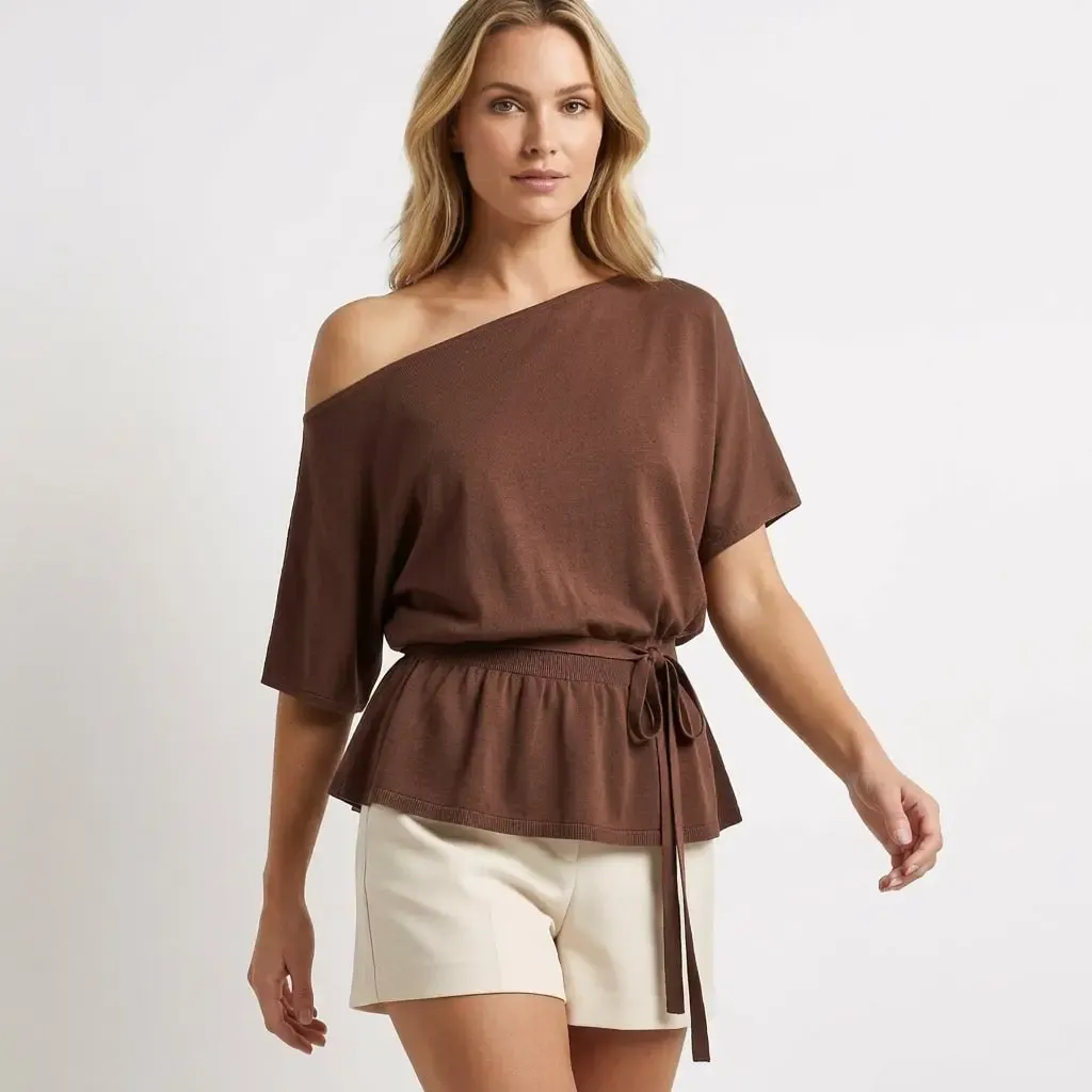 Kadın Kayık Yaka Gipeli Yarasa Kol Viskon Trik Kazak 12466.Vrt