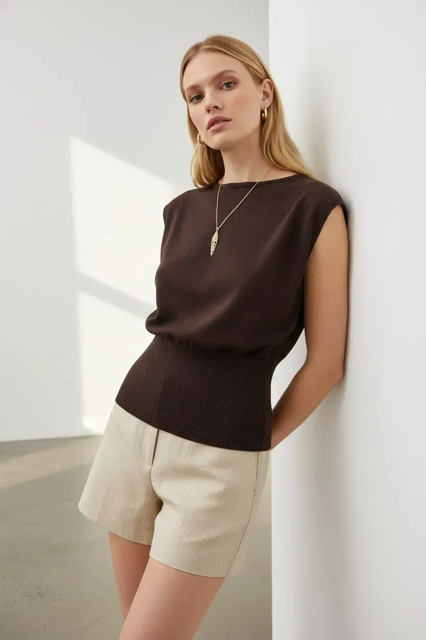 Kadın Kayık Yaka Örgü Detay Premium İplik Triko Kazak 12449.Crs