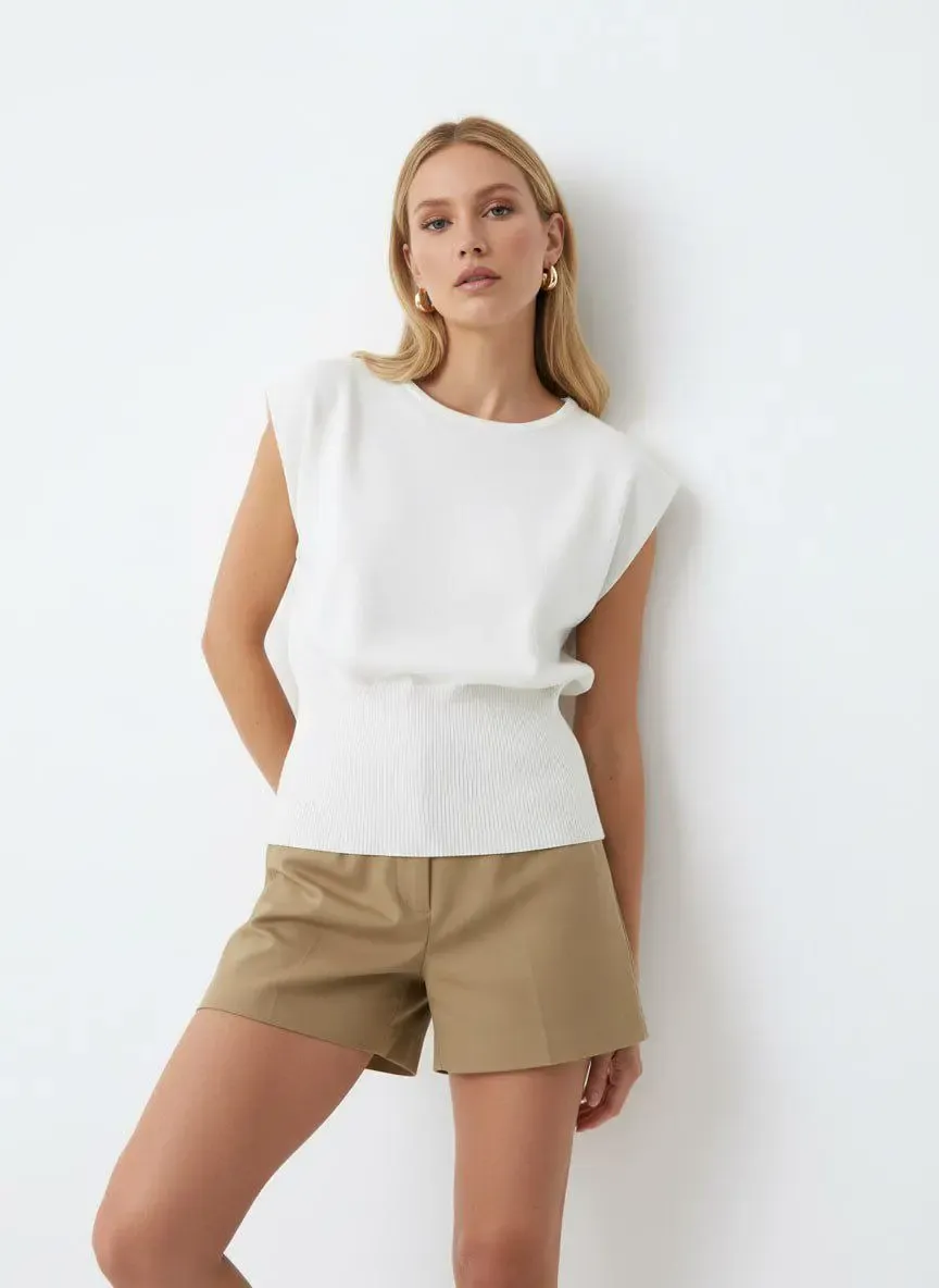 Kadın Kayık Yaka Örgü Detay Premium İplik Triko Kazak 12449.Crs