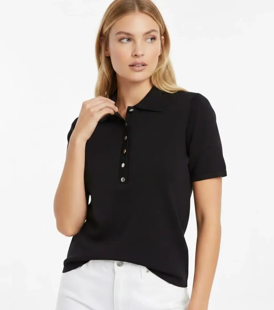 Kadın Polo Yaka Çıt Çıt Kapama Triko Kazak 12435.Vrt