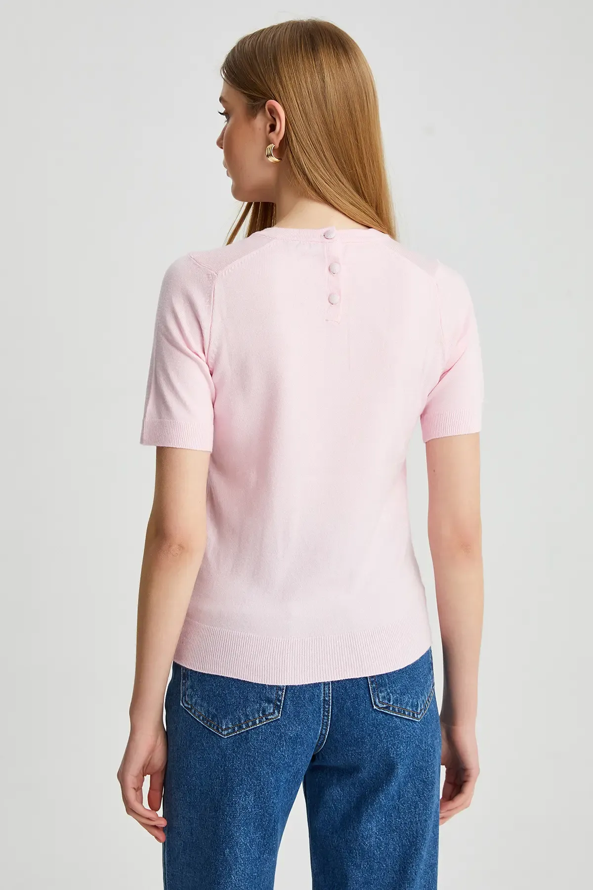 224095 Kadın Bisiklet Yaka Yumuşak Dokulu Viscon Triko Bluz